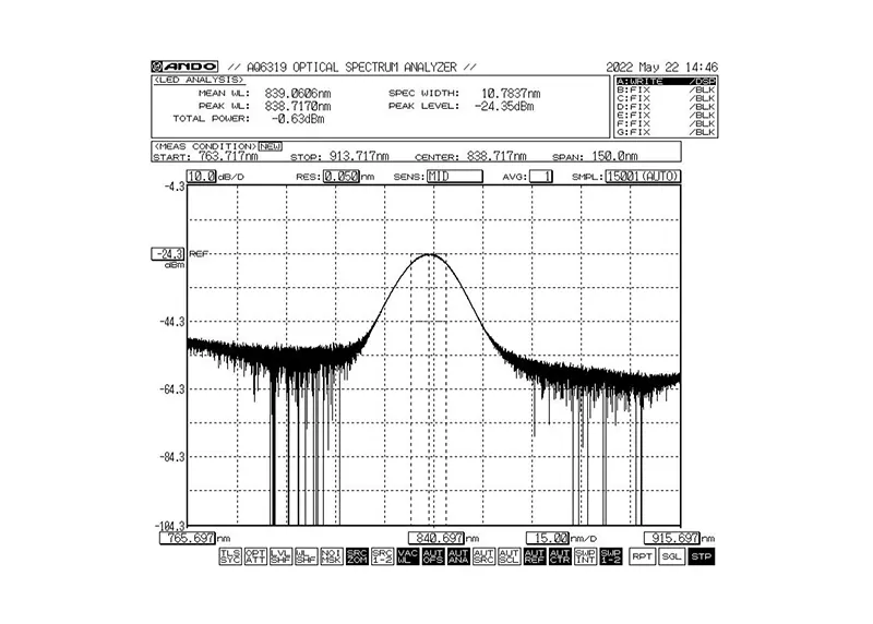 Modulo sorgente luminosa a banda larga SLED con larghezza di banda 840 nm 5 mW 10 nm